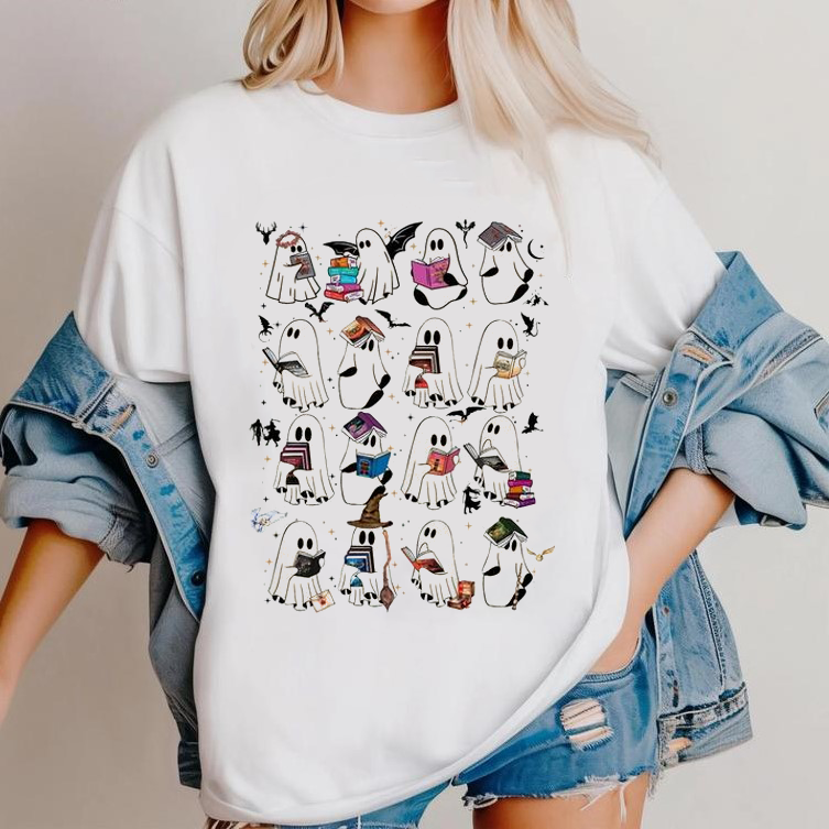 Bookish Ghost Fantasy Reading Halloween Graphic T-Shirt/Sweatshirt/Hoodie