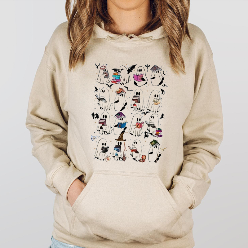 Bookish Ghost Fantasy Reading Halloween Graphic T-Shirt/Sweatshirt/Hoodie