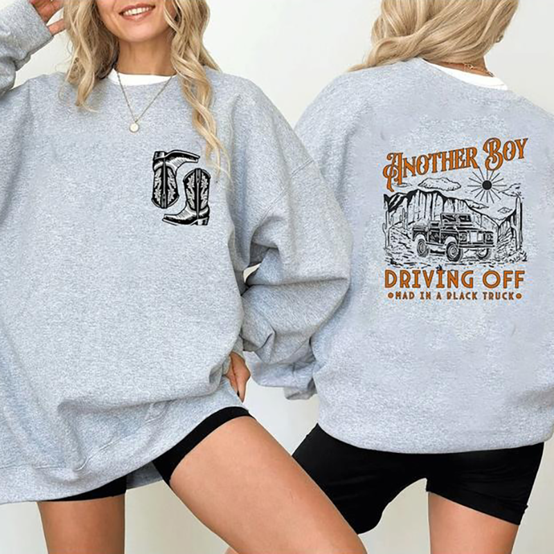Retro Western Truck Graphic Another Boy Driving Off Cowboy Boots T-Shirt/Sweatshirt/Hoodie