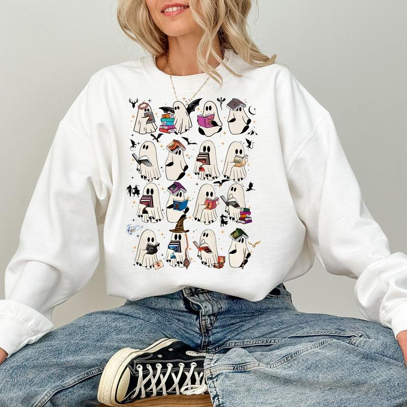 Bookish Ghost Fantasy Reading Halloween Graphic T-Shirt/Sweatshirt/Hoodie