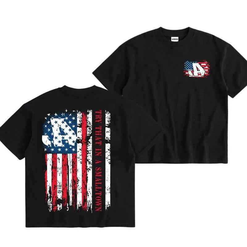 Try That In A Small Town Distressed American Flag Graphic T-Shirt / Sweatshirt / Hoodie