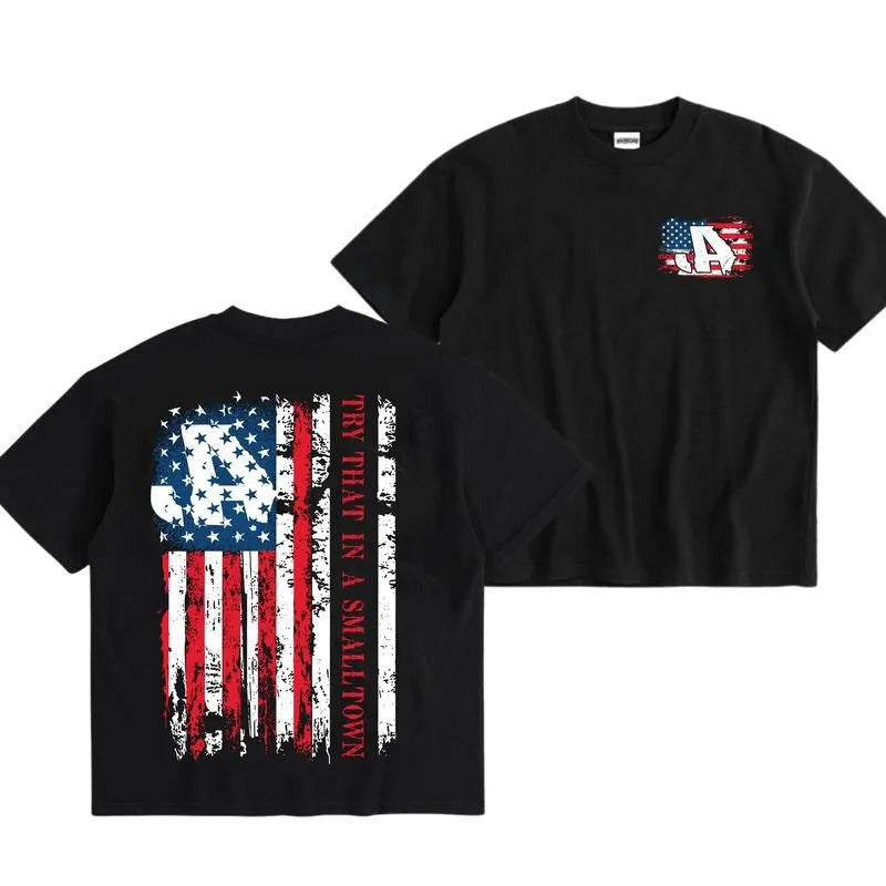 Try That In A Small Town Distressed American Flag Graphic T-Shirt / Sweatshirt / Hoodie