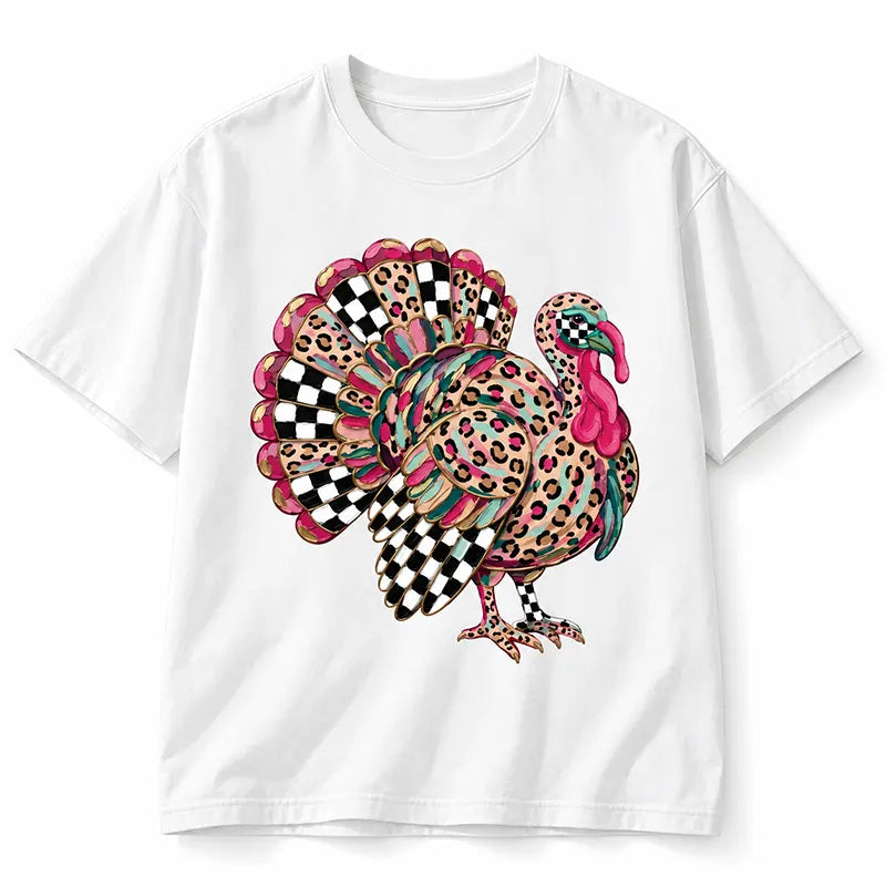 Leopard Checkered Turkey Thanksgiving Design T-Shirt / Sweatshirt / Hoodie
