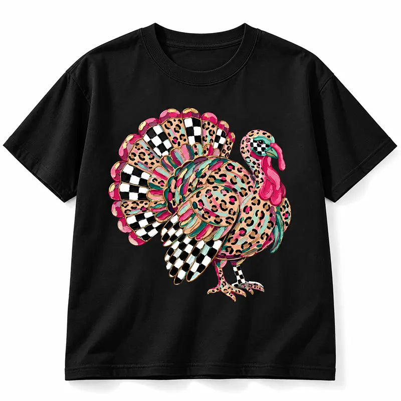 Leopard Checkered Turkey Thanksgiving Design T-Shirt / Sweatshirt / Hoodie