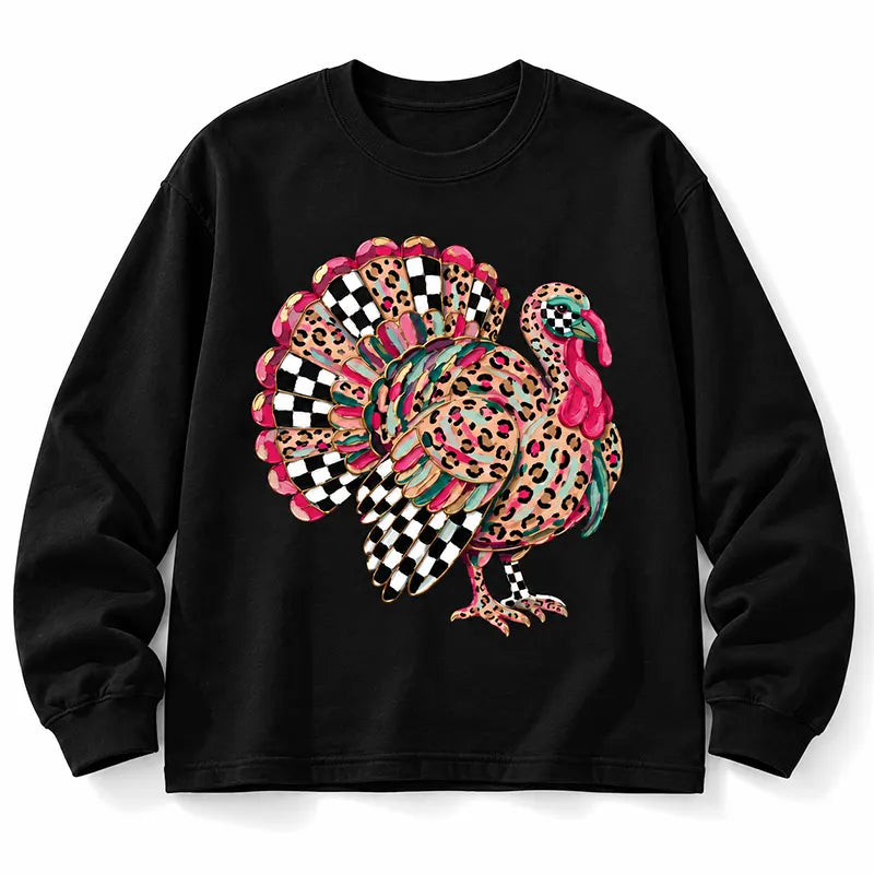 Leopard Checkered Turkey Thanksgiving Design T-Shirt / Sweatshirt / Hoodie