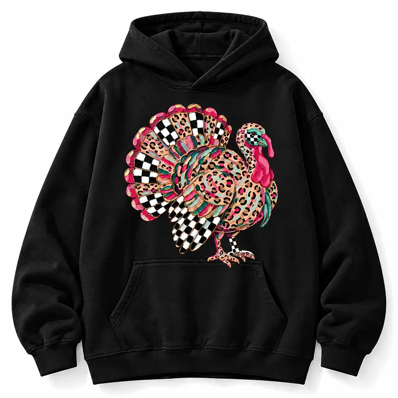 Leopard Checkered Turkey Thanksgiving Design T-Shirt / Sweatshirt / Hoodie