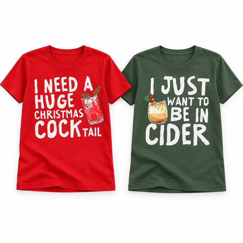 Christmas Cocktail And Cider Couple T-Shirt / Sweatshirt / Hoodie