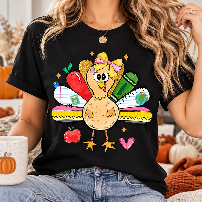 Thanksgiving Teacher Turkey School Design T-Shirt / Sweatshirt / Hoodie