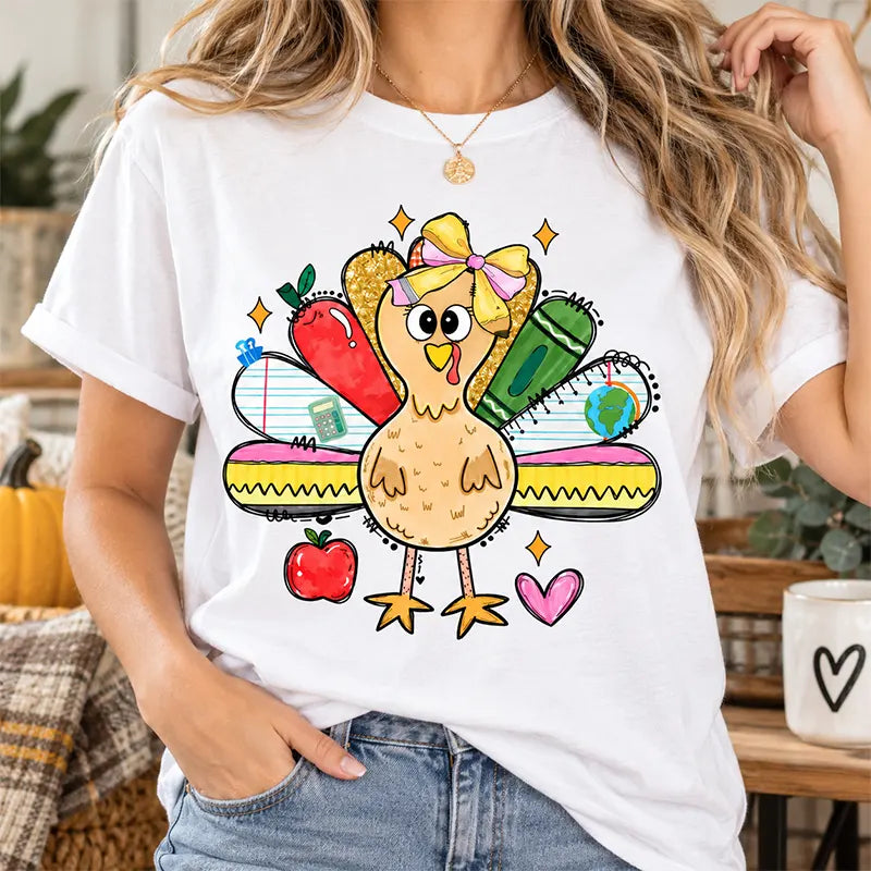 Thanksgiving Teacher Turkey School Design T-Shirt / Sweatshirt / Hoodie
