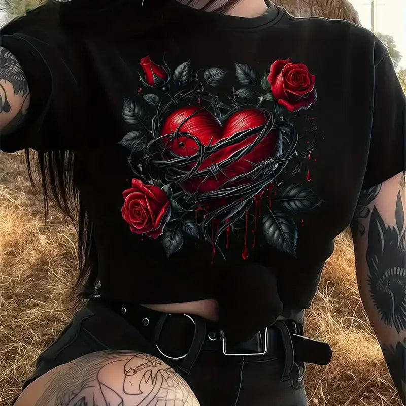Thorned Heart And Roses T-Shirt / Sweatshirt / Hoodie