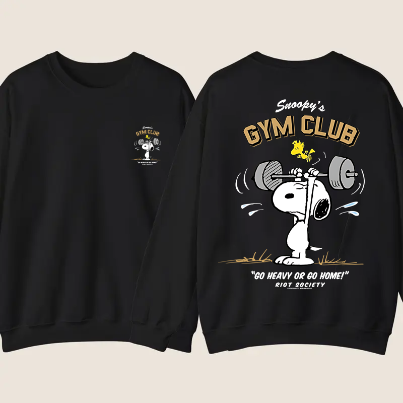 Snoopy Go Heavy or Go Home Gym Club Graphic T-Shirt/Sweatshirt/Hoodie
