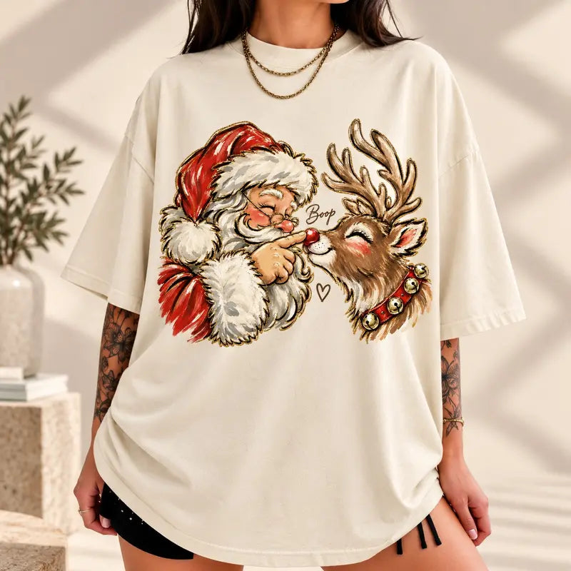 Santa Boop Reindeer Christmas T-Shirt / Sweatshirt / Hoodie
