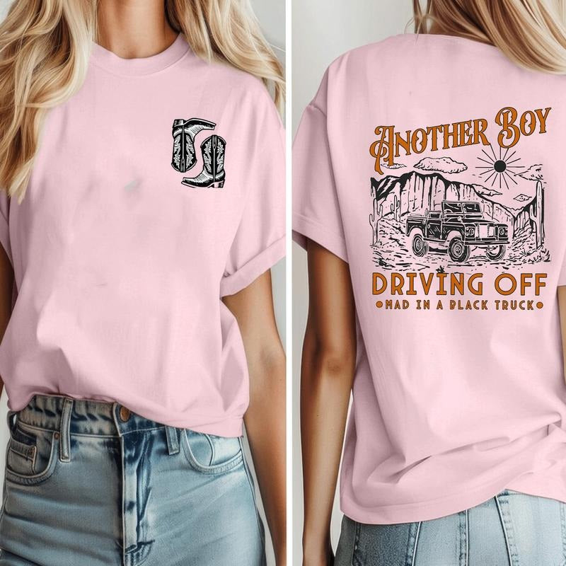 Retro Western Truck Graphic Another Boy Driving Off Cowboy Boots T-Shirt/Sweatshirt/Hoodie