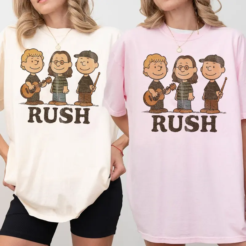 Rush Band Cartoon Retro Rock Concert Graphic T-Shirt/Sweatshirt/Hoodie