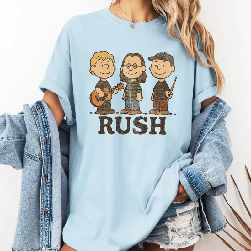 Rush Band Cartoon Retro Rock Concert Graphic T-Shirt/Sweatshirt/Hoodie