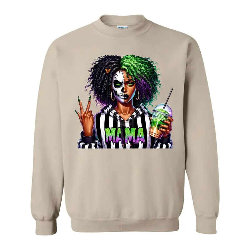 Spooky Black Mama Halloween Cool Gift For Mom/Wife T-Shirt/Sweatshirt/Hoodie