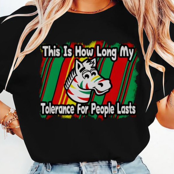 Zebra Tolerance For People Funny Quote Retro Graphic T-Shirt/Sweatshirt/Hoodie