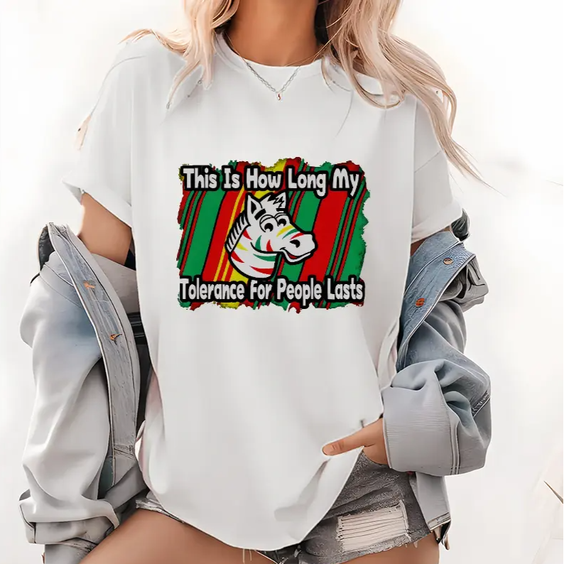Zebra Tolerance For People Funny Quote Retro Graphic T-Shirt/Sweatshirt/Hoodie