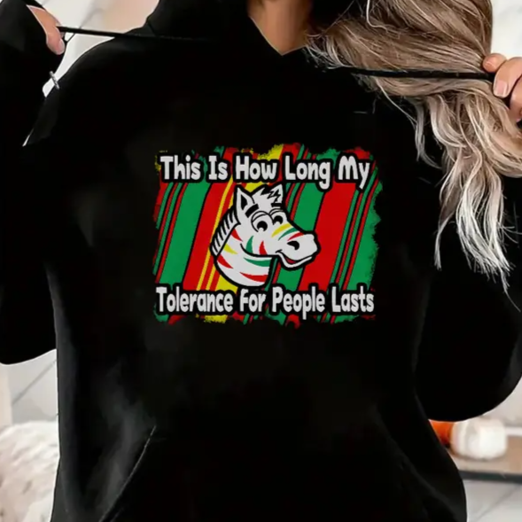 Zebra Tolerance For People Funny Quote Retro Graphic T-Shirt/Sweatshirt/Hoodie
