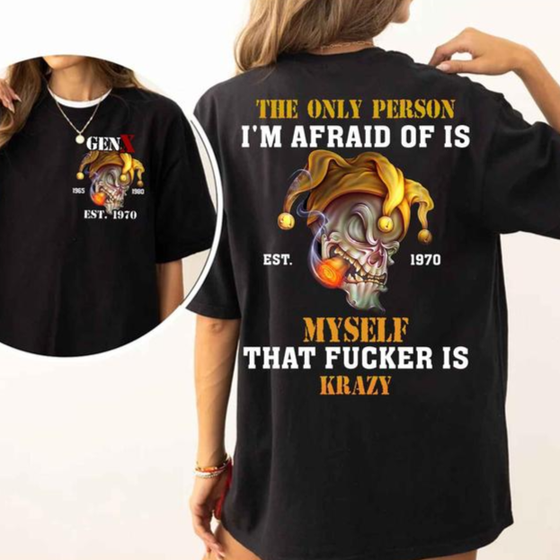 I'M AFRAID OF IS MYSELF Jester Skull Graphic T-Shirt/Sweatshirt/Hoodie