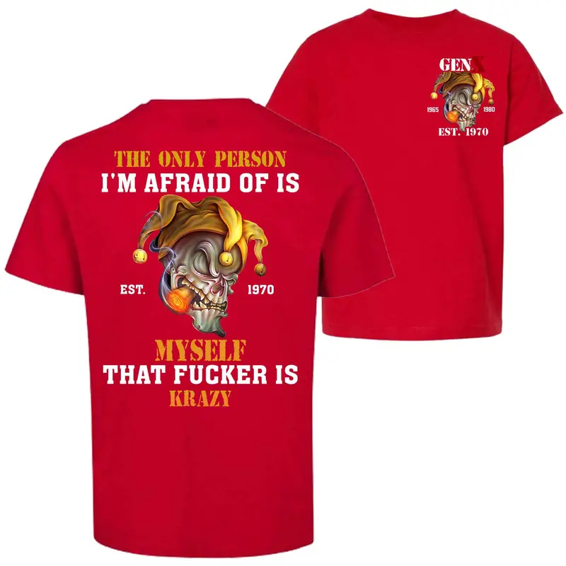 I'M AFRAID OF IS MYSELF Jester Skull Graphic T-Shirt/Sweatshirt/Hoodie