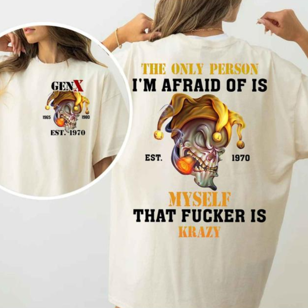 I'M AFRAID OF IS MYSELF Jester Skull Graphic T-Shirt/Sweatshirt/Hoodie