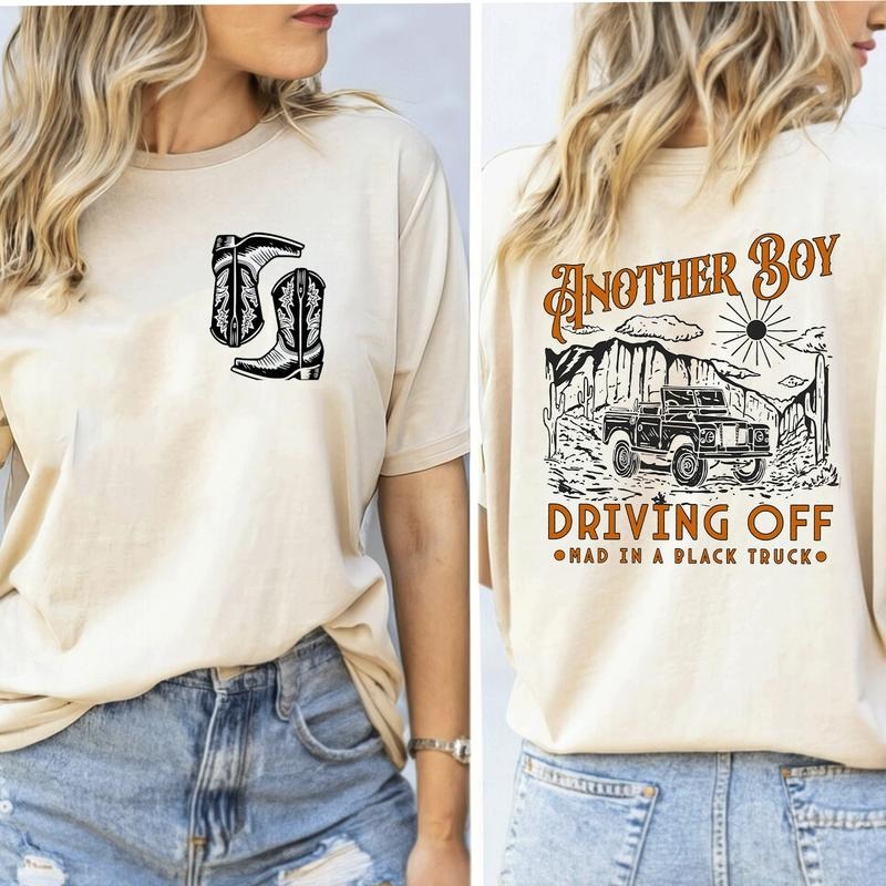 Retro Western Truck Graphic Another Boy Driving Off Cowboy Boots T-Shirt/Sweatshirt/Hoodie